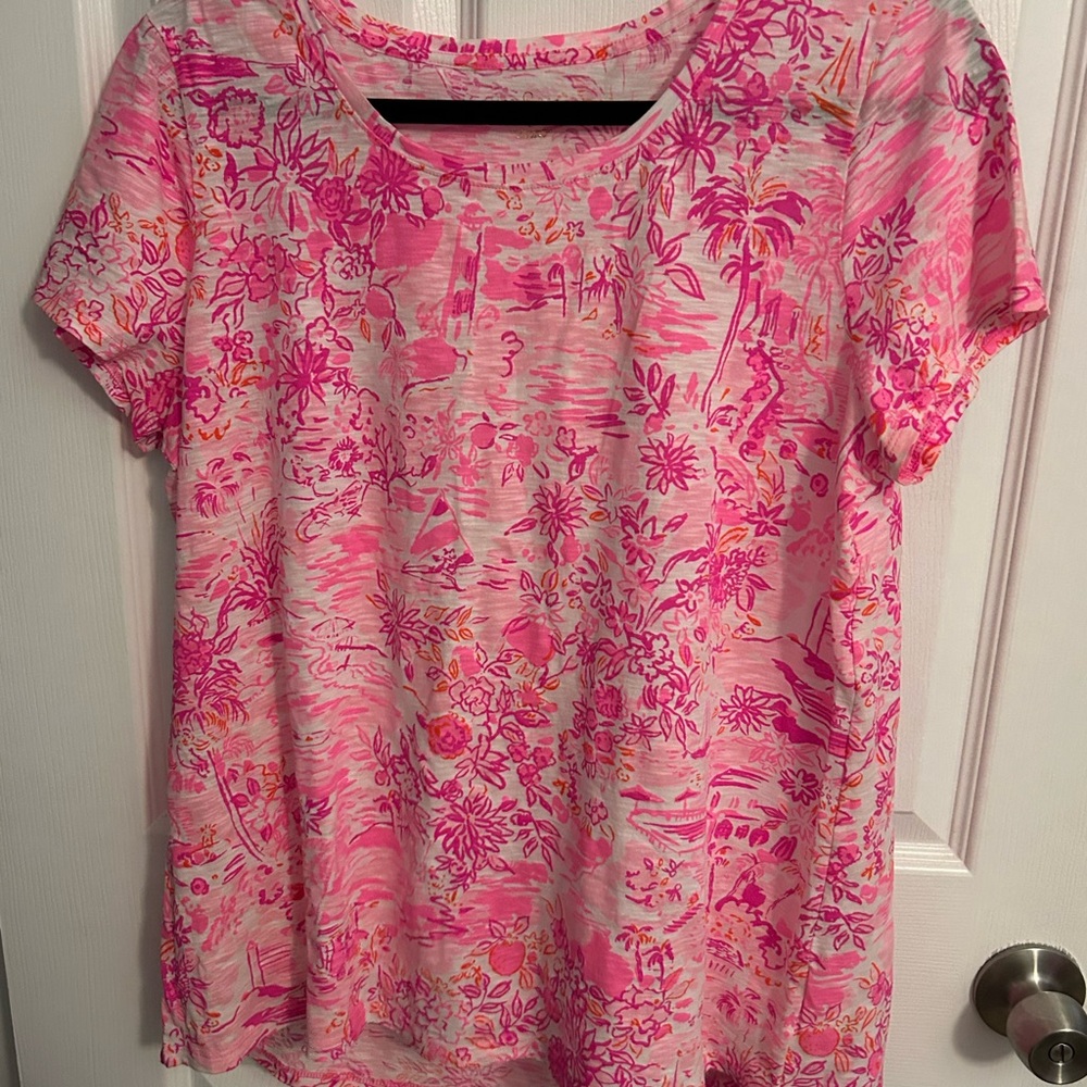 Lilly Pulitzer Pink and Orange Floral Tee